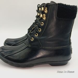Sperry Black Winter Boots with Gold Accents